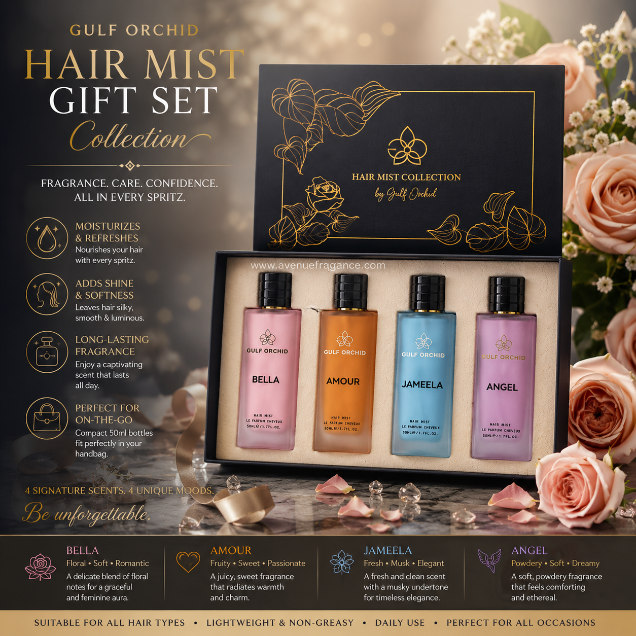 Hair Mist Gift Set Collection 4x50ml by Gulf Orchid